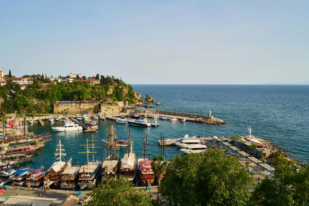 Discover the vibrant marina of Antalya, offering a glimpse of the Turkish coast's beauty and charm.