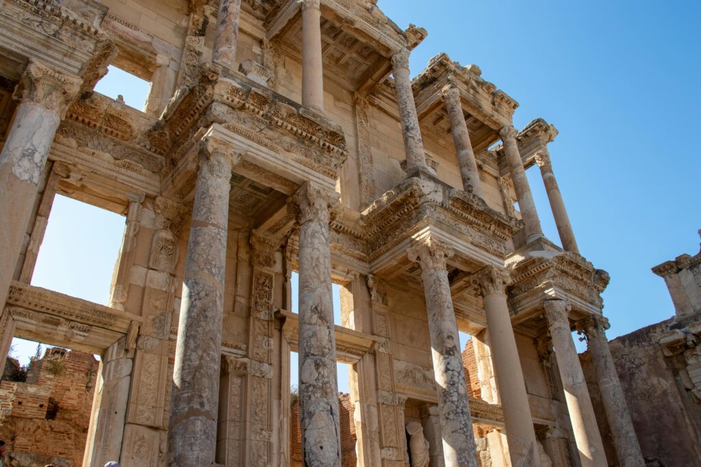 Explore the majestic architecture of the Celsus Library in Ephesus, Turkey.